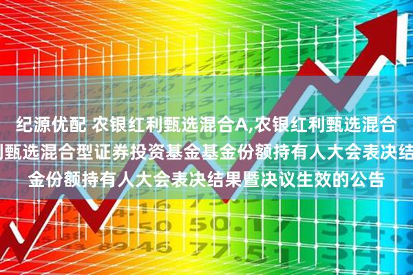 纪源优配 农银红利甄选混合A,农银红利甄选混合C: 关于农银汇理红利甄选混合型证券投资基金基金份额持有人大会表决结果暨决议生效的公告